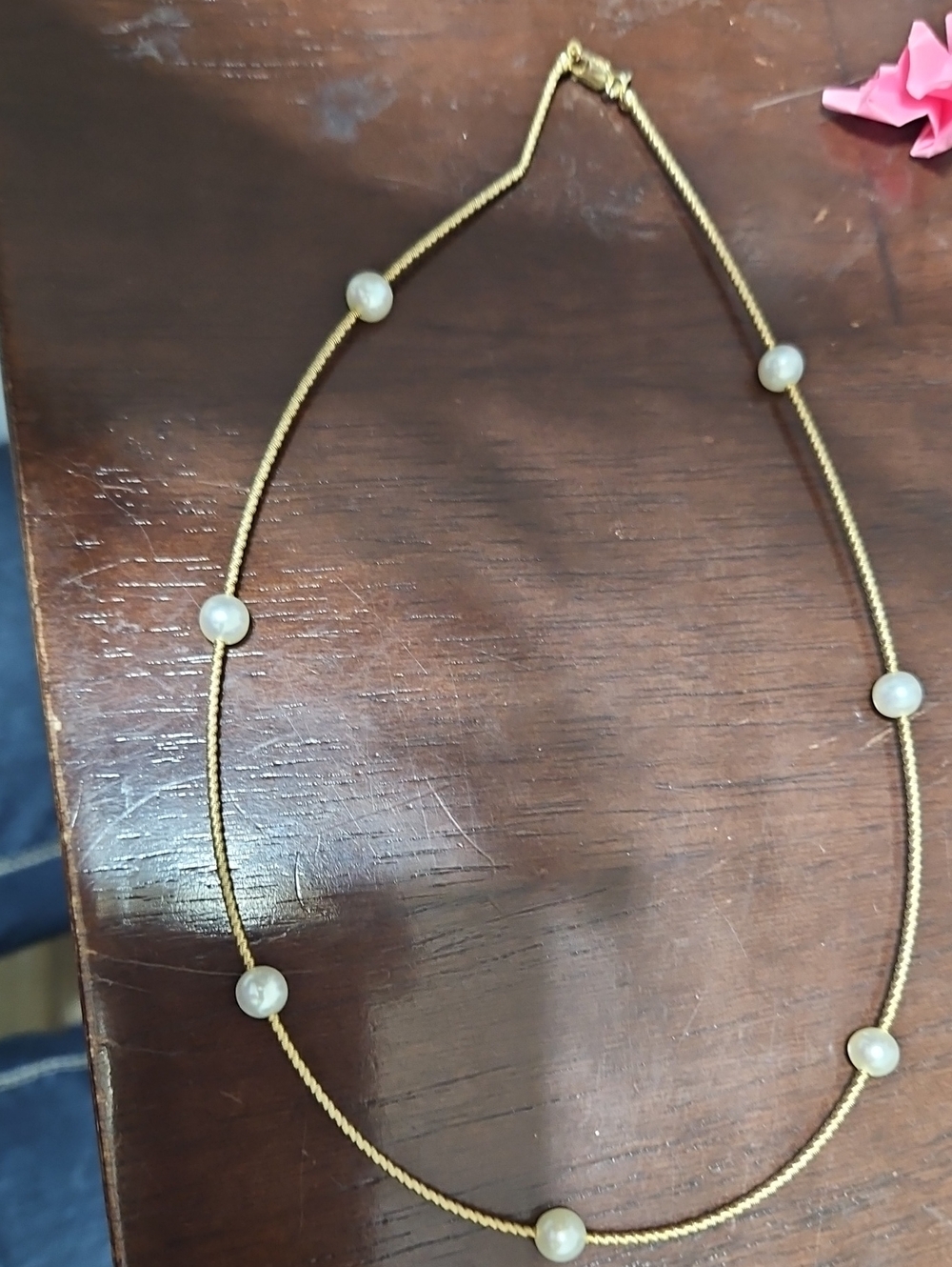 24k Gold Floating Pearl Necklace Made In Italy